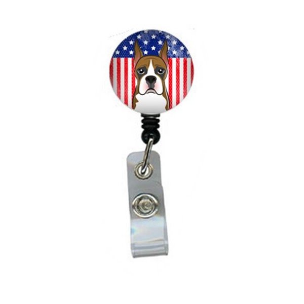 Carolines Treasures American Flag and Boxer Retractable Badge Reel BB2153BR